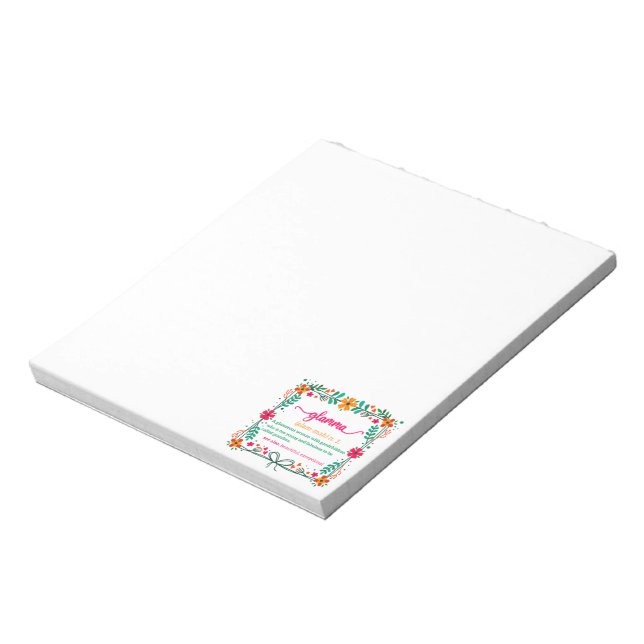 Bloc-note Fleur Frame Grandma Grand-mère Définition (Tourné)