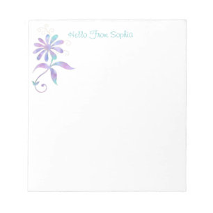 Bloc-note Fleur iridescente tendance, nom/message DIY