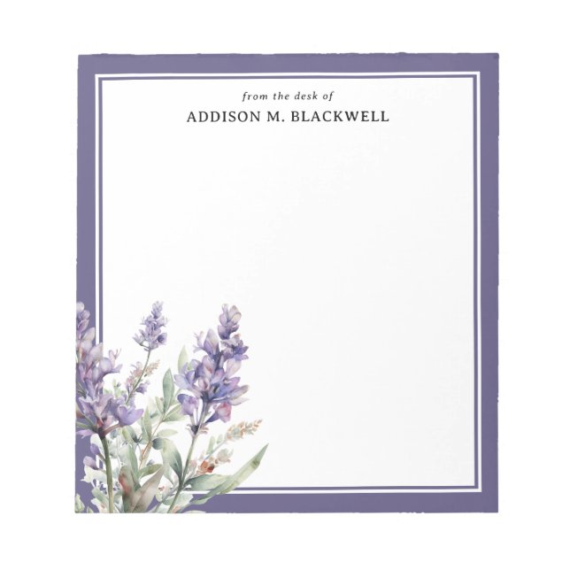 Bloc-note Fleur Lavande D'Aquarelle Violet Du Bureau De (Devant)