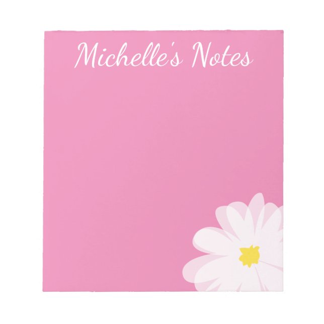 Bloc-note Fleur marguerite rose mignonne nom personnalisé fl (Devant)