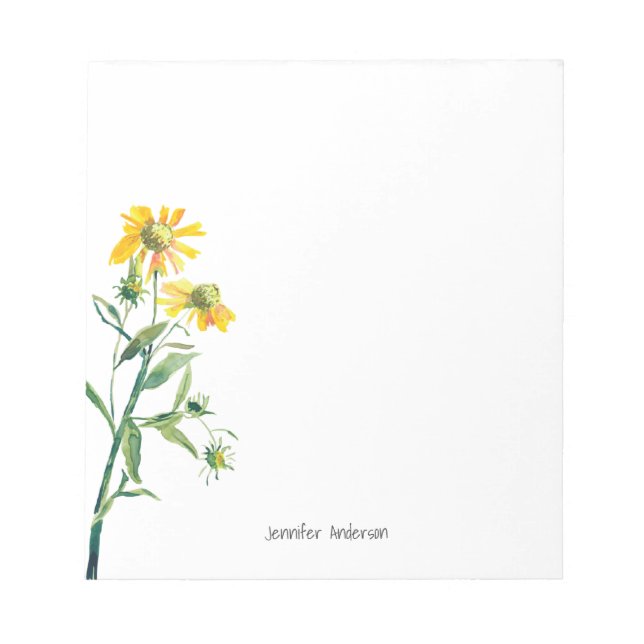 Bloc-note Fleur moderne aquarelle personnalisable de fleurs  (Devant)
