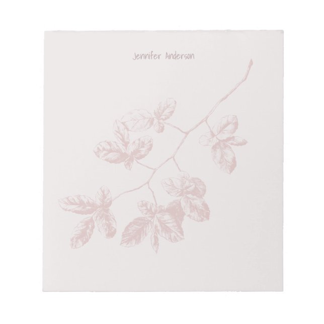 Bloc-note Fleur Moderne Personnaliser Nom Mauve Blush (Devant)