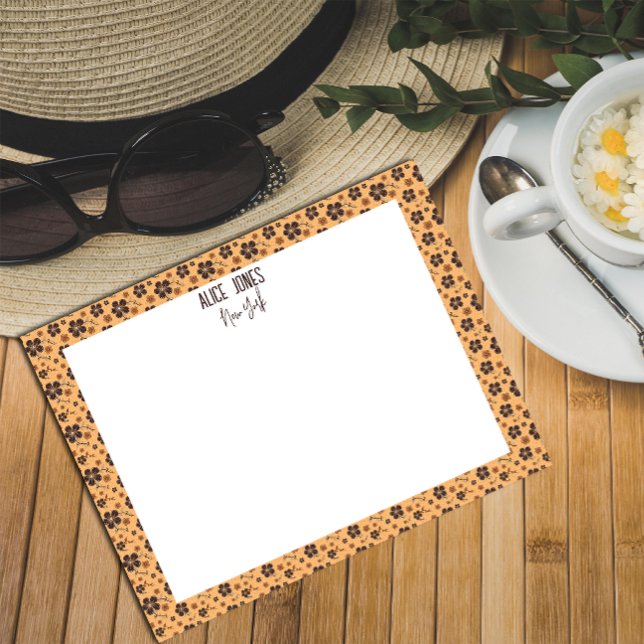 Bloc-note Fleur naturelle motif jaune brun (Créateur téléchargé)