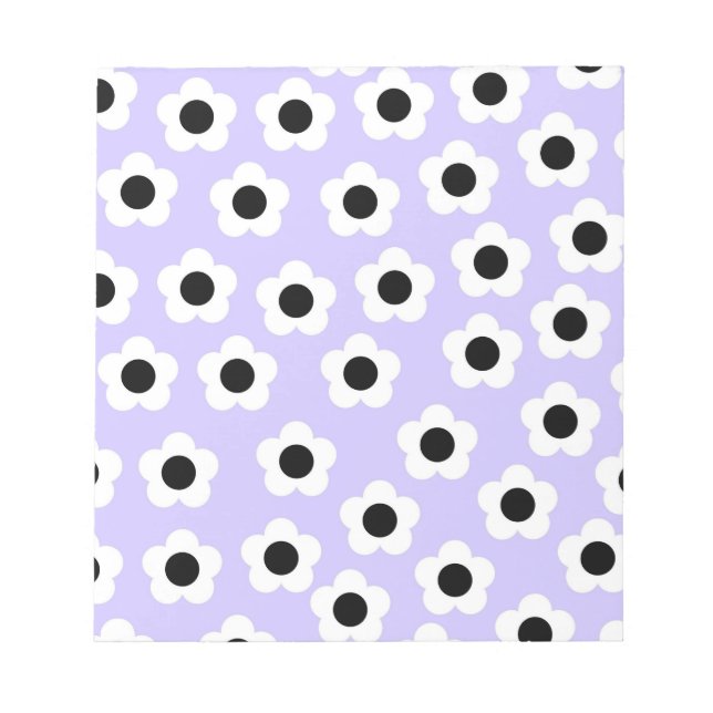 Bloc-note Fleur noire et blanche mignonne avec Arrière - pla (Devant)