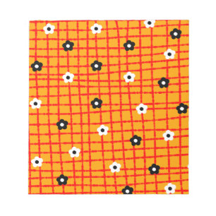 Bloc-note Fleur Orange rouge Chèque Motif Vibrant