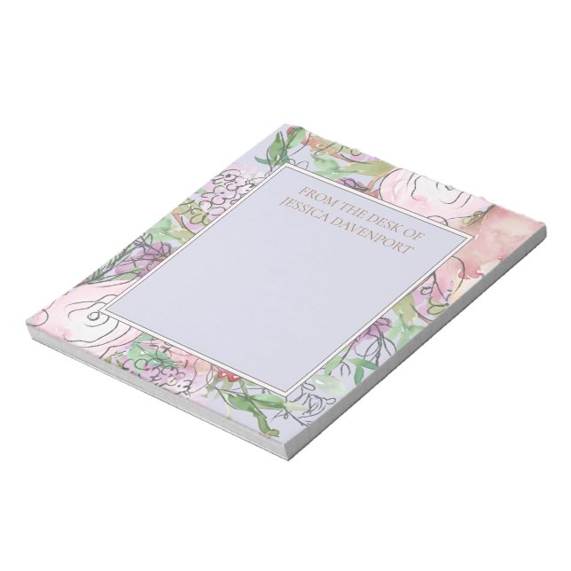 Bloc-note Fleur pastel bleu poussiéreux rose du bureau (Tourné)