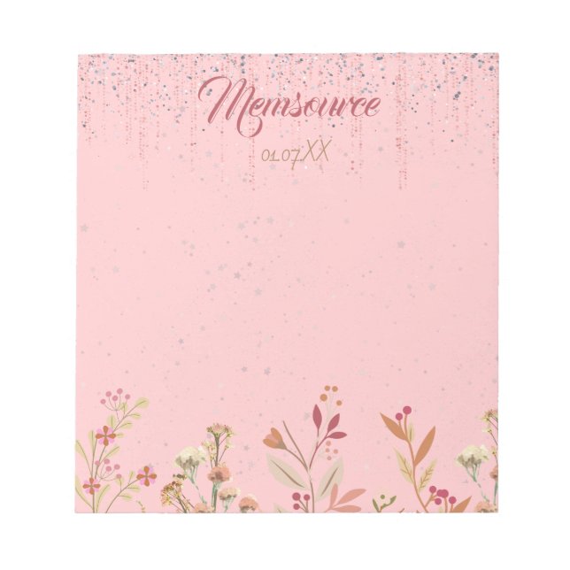 Bloc-note Fleur Rose Gold Chic personnalisée de luxe (Devant)