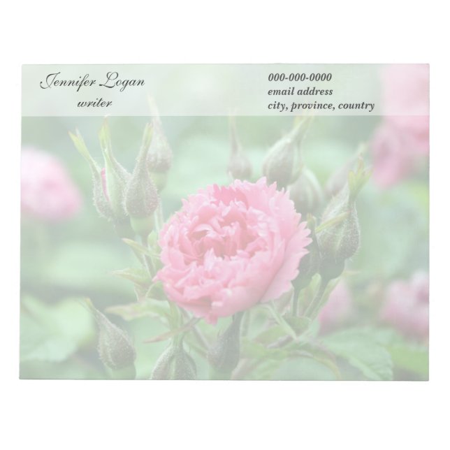 Bloc-note Fleur rose, photographie florale. (Devant)