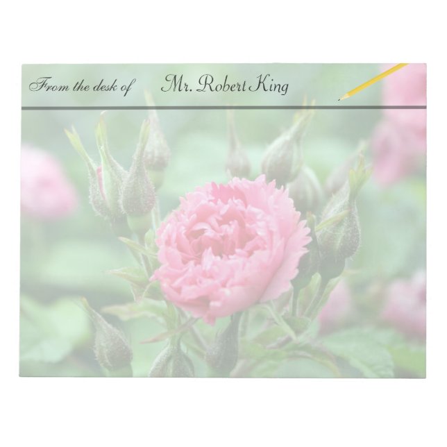 Bloc-note Fleur rose, photographie florale. (Devant)
