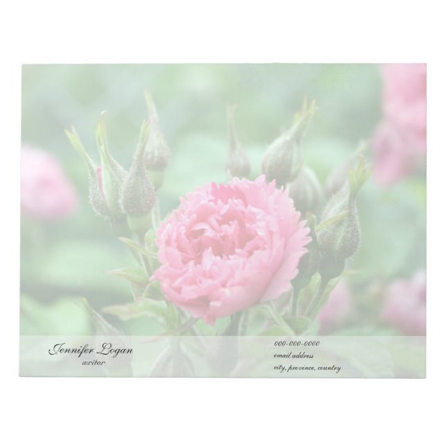 Bloc-note Fleur rose, photographie florale. (Devant)