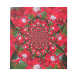 Bloc-note Fleur Rouge Naturelle Blanc Plumes Kaleidoscope Ar