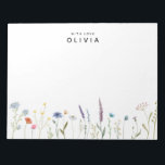 Bloc-note Fleur sauvage Aquarelle Personnalisé Avec Amour<br><div class="desc">Beau fleur sauvage aquarelle Note Pad customisez simplement le nom.</div>