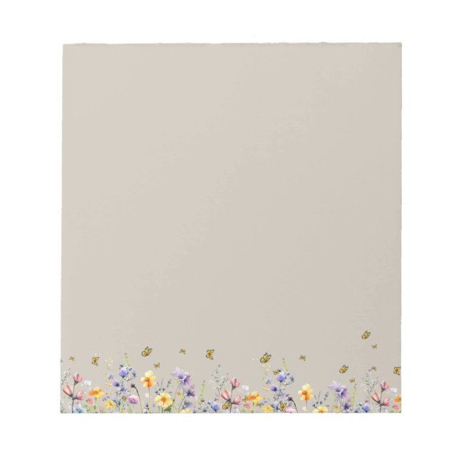 Bloc-note Fleur sauvage couleur aquarelle avec papillon (Devant)