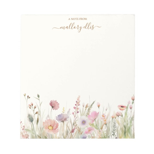 Bloc-note Fleur sauvage d'aquarelle moderne Meadow Personnal (Devant)