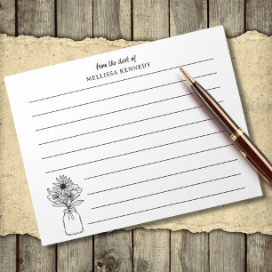 Bloc-note Fleur sauvage Noir Et Blanc Du Bureau De Lined