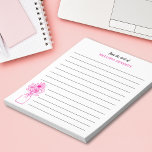 Bloc-note Fleur sauvage Rose Et Blanc Lachées Du Bureau De<br><div class="desc">Élégant bloc-notes floral personnalisé avec votre nom. Une illustration florale rose et blanc apporte une touche d'élégance.</div>