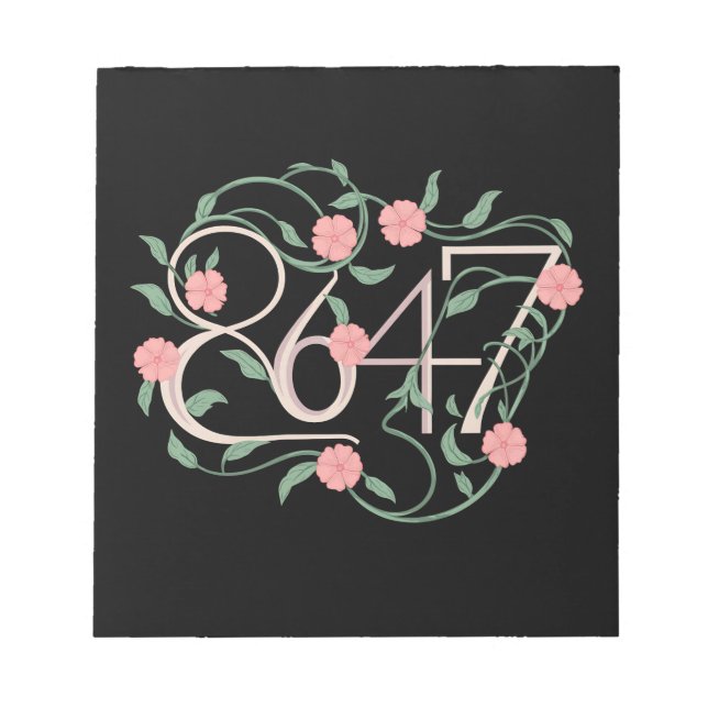 Bloc-note Fleur subtile anti Trump 8647 86 47 Boho (Devant)