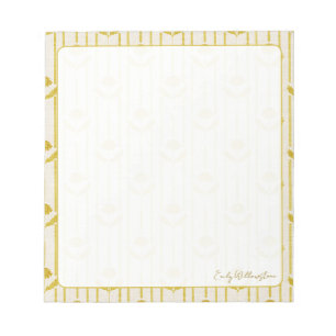 Bloc-note Fleur vintage sur fond rayé jaune moutarde