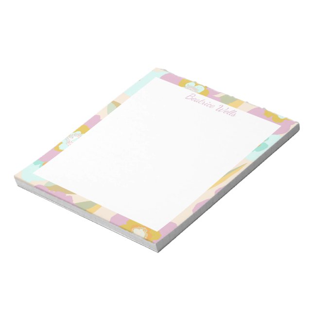 Bloc-note Fleurs Abstraites Pastel Lilac motifs floraux (Tourné)