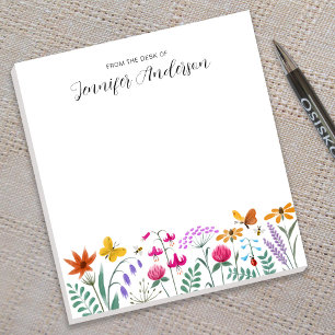 Bloc-note Fleurs aquarelles Fleurs sauvages Papillon Abeille