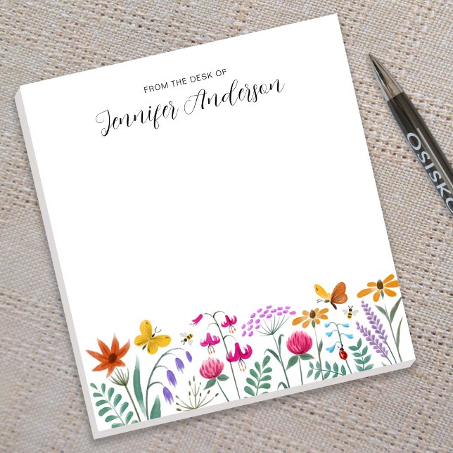 Bloc-note Fleurs aquarelles Fleurs sauvages Papillon Abeille (Créateur téléchargé)