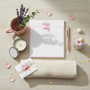 Bloc-note Fleurs aquarelles rose vif personnalisées  