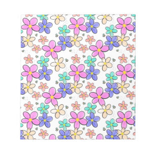 Bloc-note fleurs arc-en-ciel colorées lumineuses abeilles bo