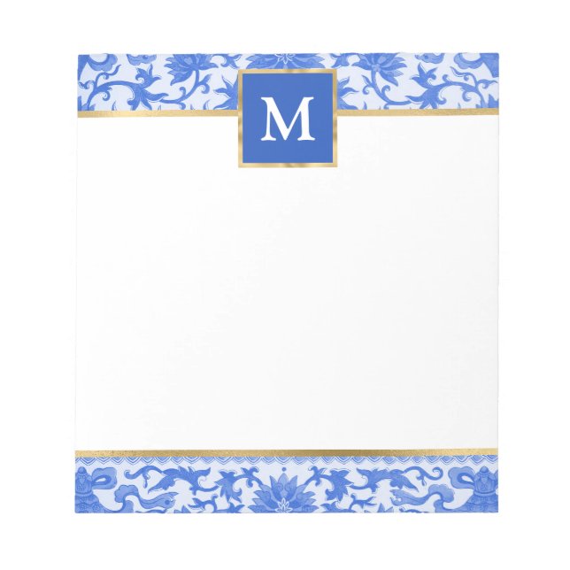Bloc-note Fleurs bleues personnalisées (Devant)