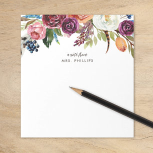 Bloc-note Fleurs bohèmes d'automne Enseignant Personnalisé