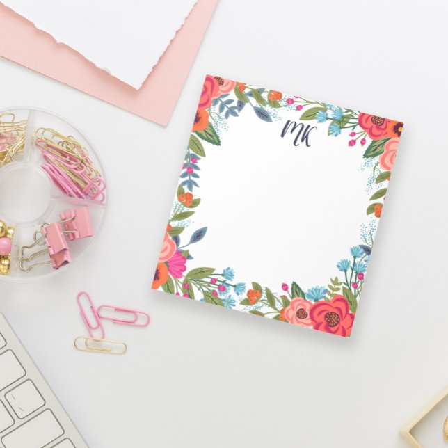 Bloc-note Fleurs Boho Monogrammées (Créateur téléchargé)