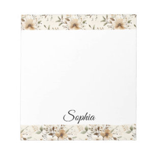 Bloc-note Fleurs Brown à la crème chic