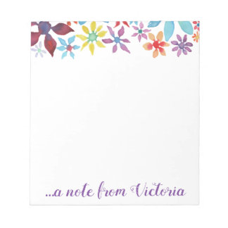 Bloc-note Fleurs couleur d'eau personnalisées
