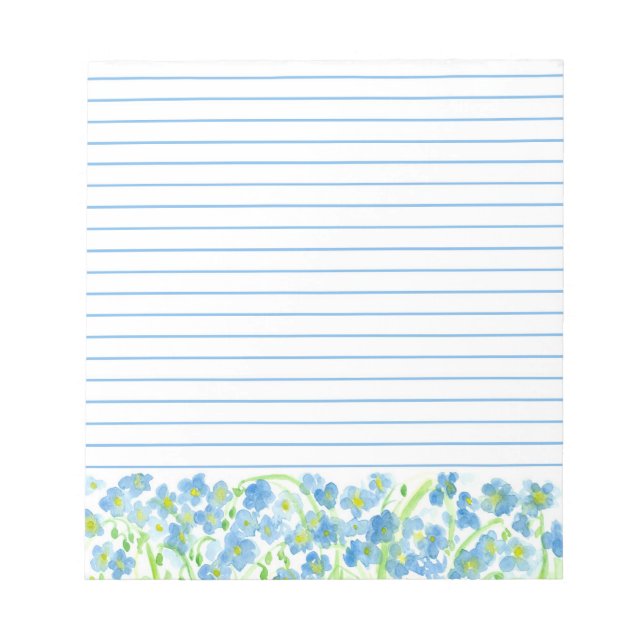 Bloc-note Fleurs d'aquarelle bleu lin (Devant)