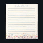 Bloc-note Fleurs d'Aquarelle Pastel Cute<br><div class="desc">Bloc-notes élégant et doublé d'une belle aquarelle peignant de fines fleurs aux jolies couleurs pastel,  personnalisées avec votre nom. Super idée cadeau !</div>