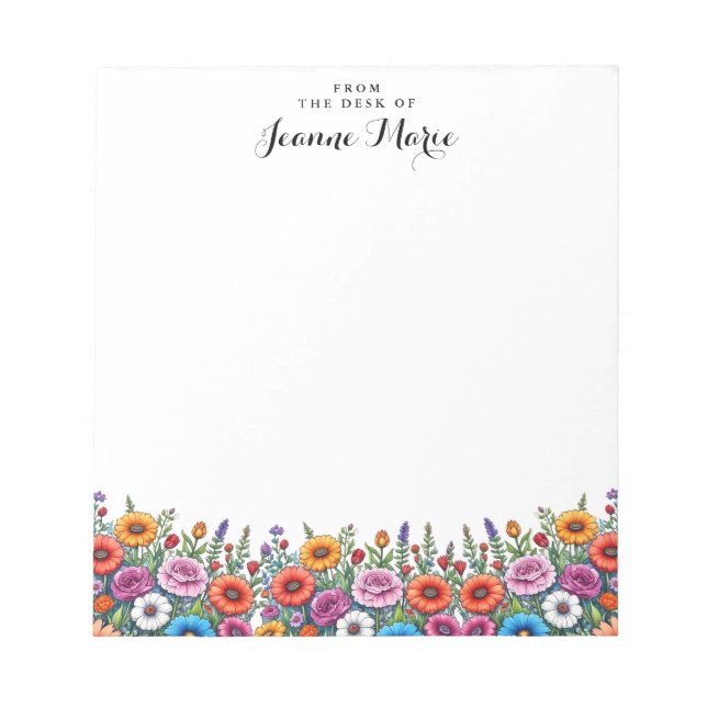 Bloc-note Fleurs d'aquarelle rouge rose jaune personnalisées (Devant)