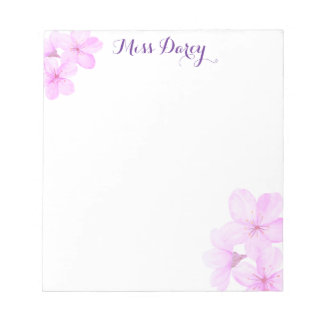 Bloc-note Fleurs de cerisier girly rose personnalisé