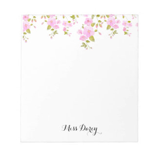 Bloc-note Fleurs de cerisier girly rose personnalisé