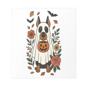 Bloc-note Fleurs de Doberman Pinscher Halloween