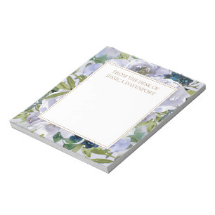 Bloc-note Fleurs de feuilles vertes bleu poussiéreux De bur