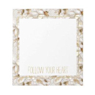 Bloc-note Fleurs de Lotus Or Blanc