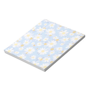 Bloc-note Fleurs de marguerite bleue chic et blanche