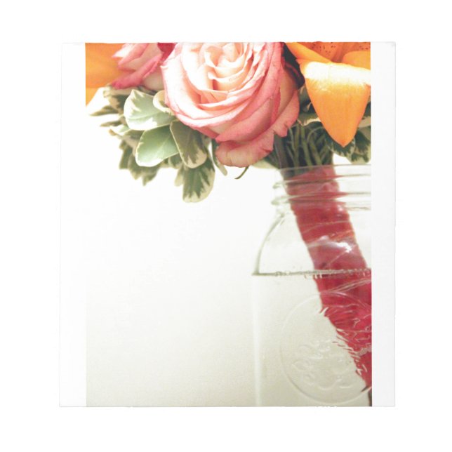 Bloc-note fleurs de mariage rose orange personnaliser (Devant)
