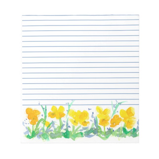 Bloc-note Fleurs de Pansy Jaune Aquarelle Art Floral (Devant)