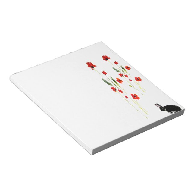 Bloc-note Fleurs de pavot lapin mignon lapin (Incliné)