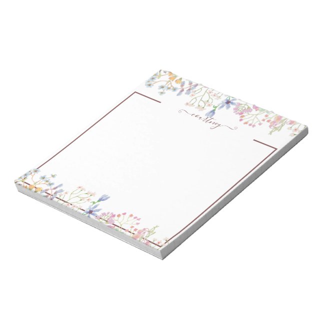 Bloc-note Fleurs de printemps aquarelle personnalisées   (Tourné)