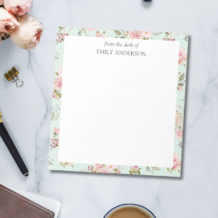 Bloc-note Fleurs de rose rose aquarelle motif floral