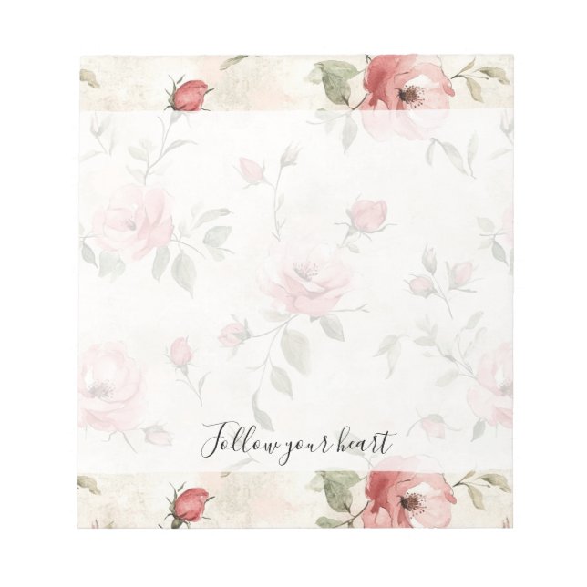Bloc-note Fleurs de roses roses  (Devant)