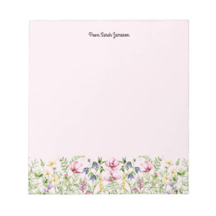 Bloc-note Fleurs de sauvageon rose et jaune Personnalisé