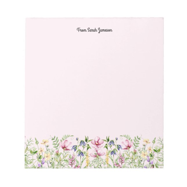 Bloc-note Fleurs de sauvageon rose et jaune Personnalisé  (Devant)