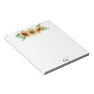 Bloc-note Fleurs de tournesol verdure script botanique
